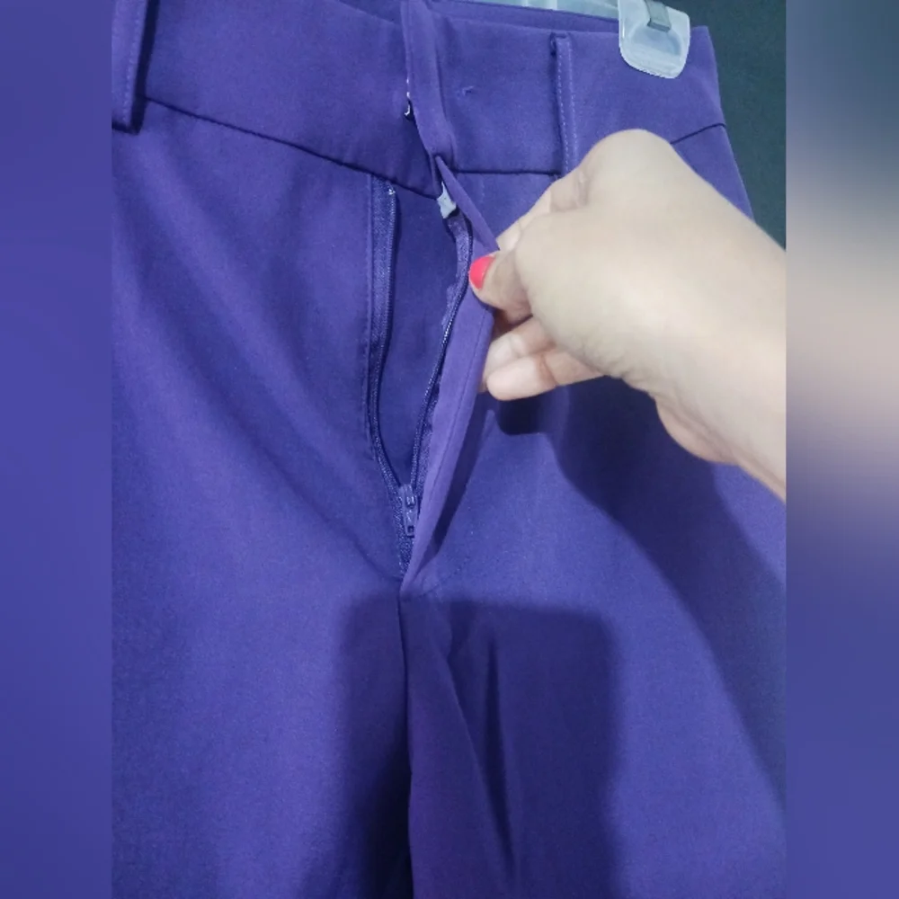 SHEIN Women Purple Belted Trouser Pant